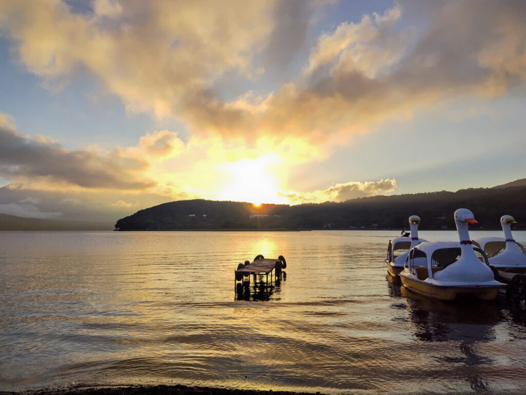 Sunset by a lake. 
